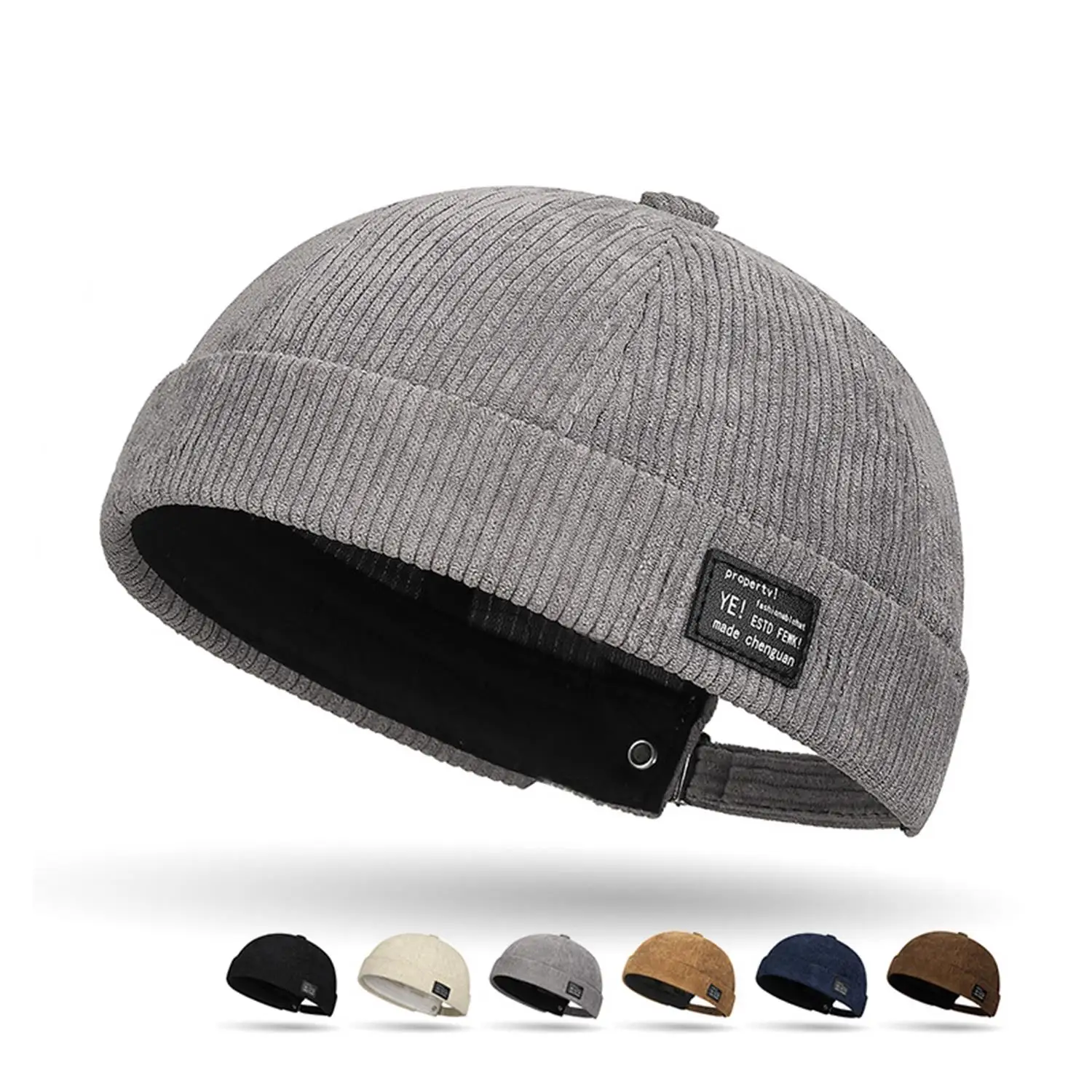 

1pc Brimless Hat For Men Women Corduroy Classic Solid Color Beanie Hip Hop Hat For Outside Cycling Riding Activities