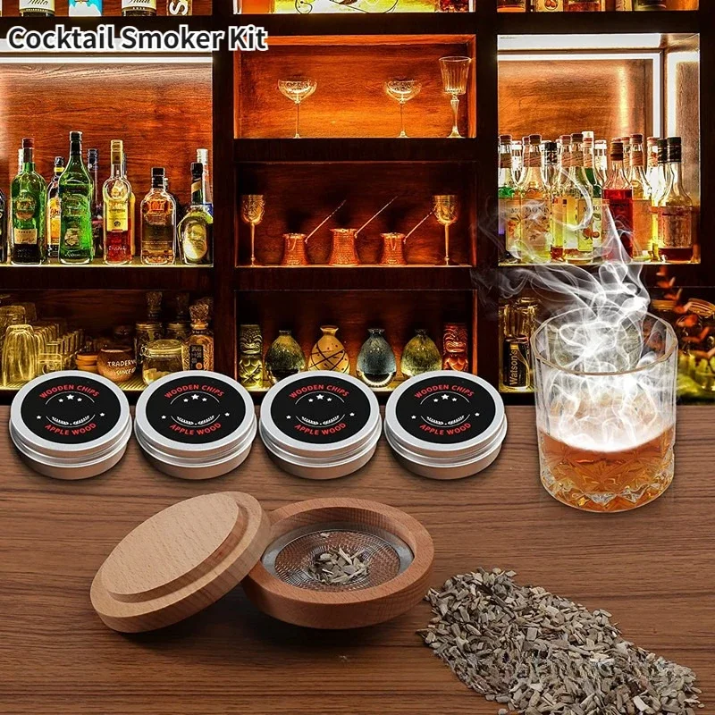 

Cocktail Smoker Kit Whiskey Wooden Smoked Wood Hood Smoker for Drinks Kitchen Bar Accessories Tools Bar Cocktail Bartender