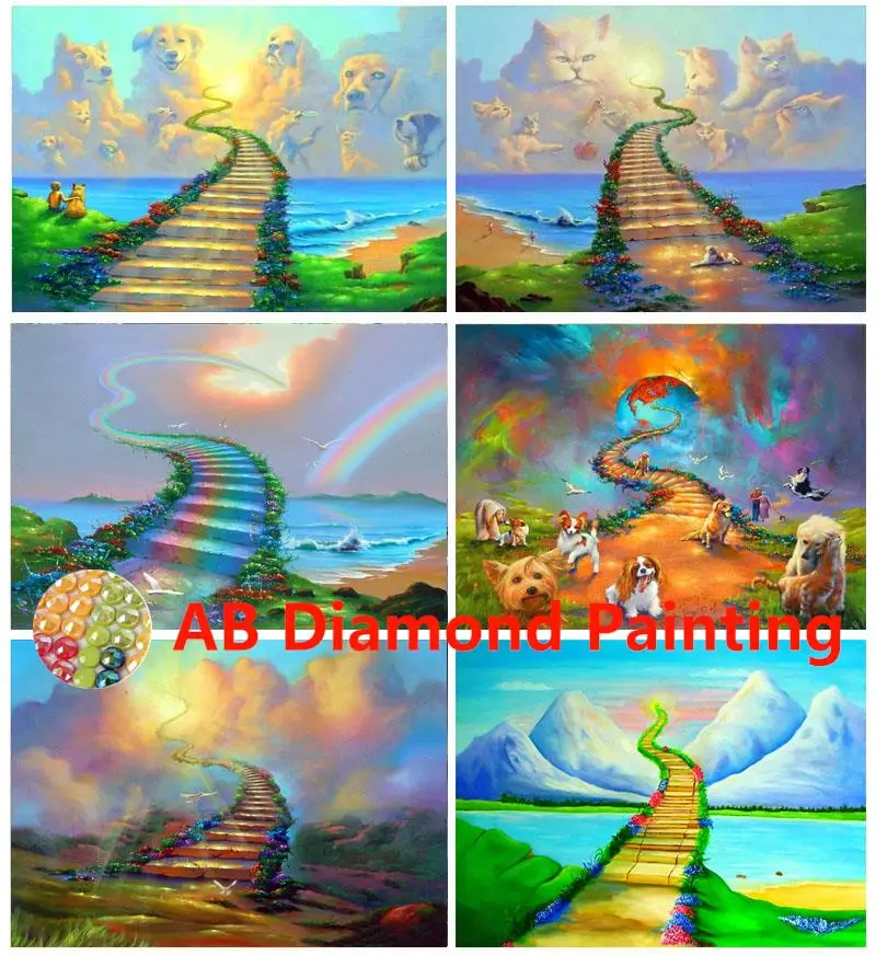 AB DIY Bridge Rainbow Diamond Painting Full Square/Round Drill Scenic Diamont Embroidery Animal Cross Stitch Home Decor Art Gift