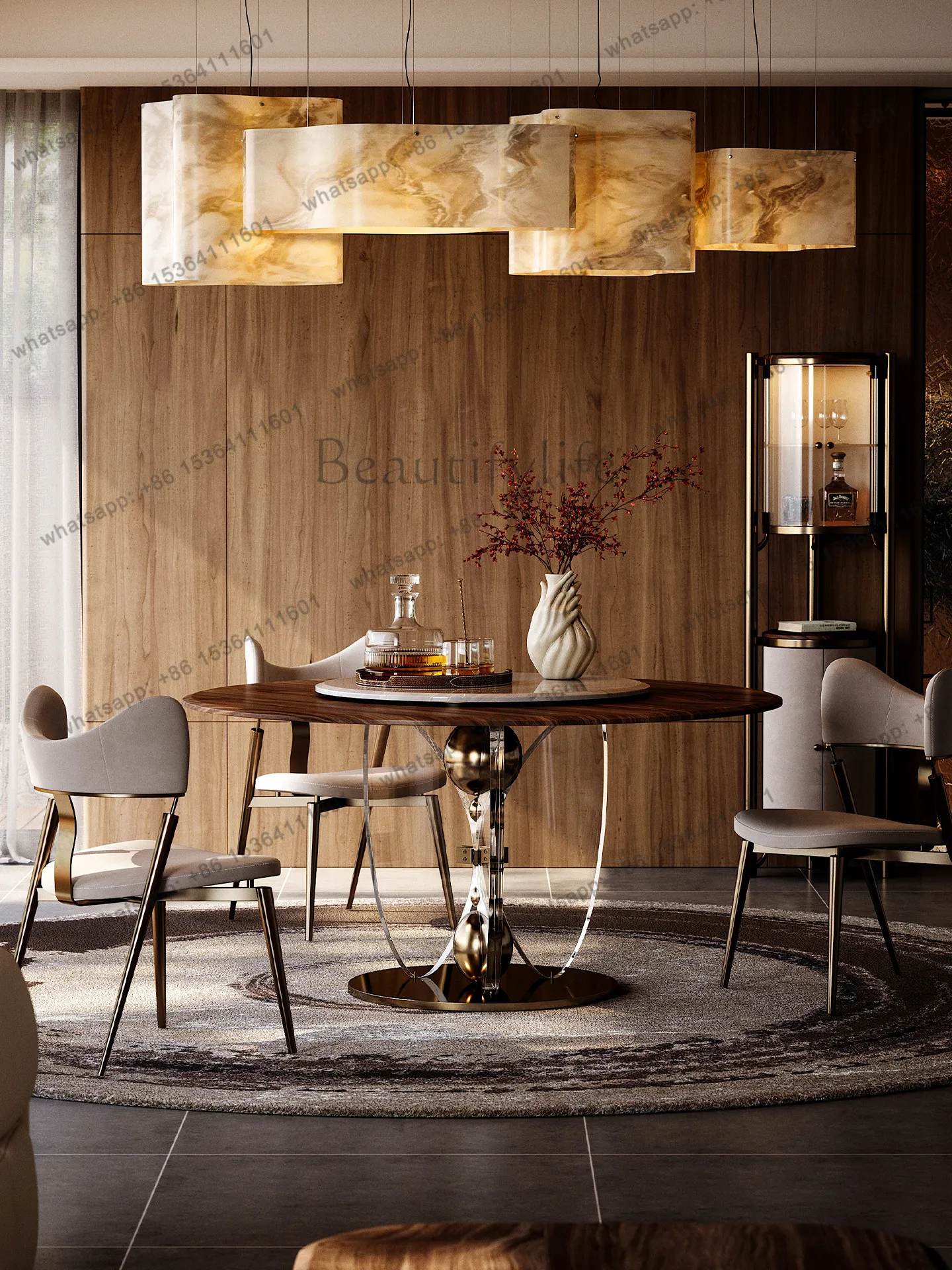Butterfly dining table Italian light luxury luxury high sense acrylic floating round dining table