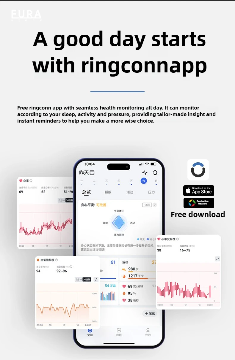 RingConn Gen 1 Anel Inteligente Saúde Fitness Anel 5ATM À Prova D 'Água Bluetooth 5.1 Monitor de Freqüência Cardíaca Sono para Android/IOS