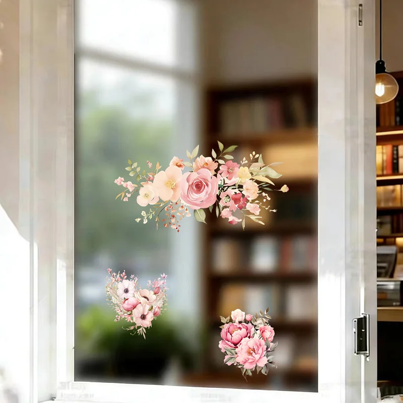 Waterproof Self Adhesive PVC Multi Color Flower Graffiti Decor Stickers for Bathroom Washbasin