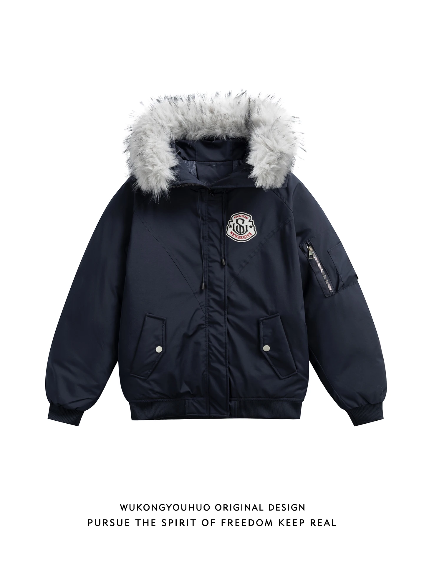 

Теплая мужская парка с меховым воротником, повседневная свободная посадка, молодежная зимняя верхняя одежда для пар, модная уличная одежда