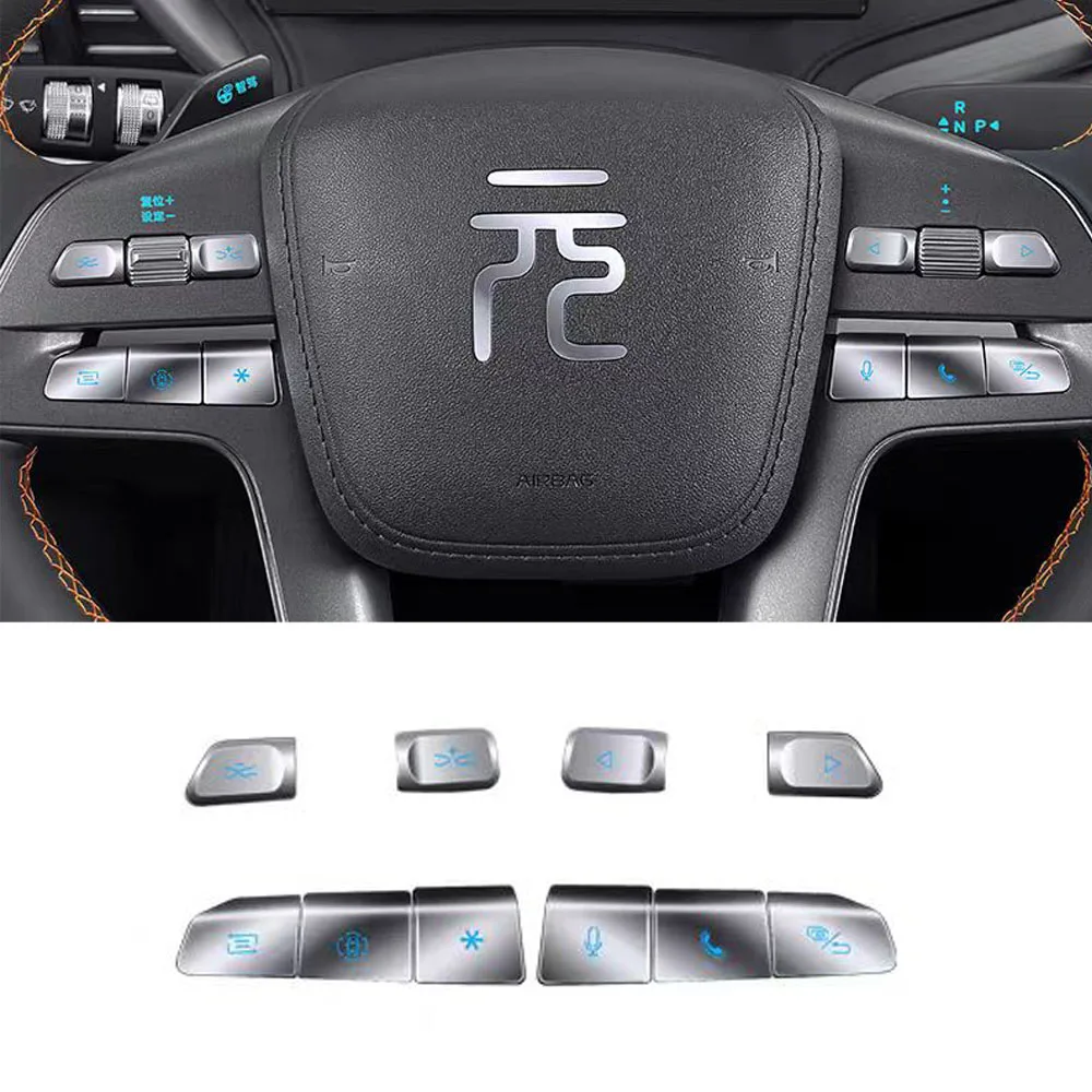 

Fit For BYD Yuan UP yuan pro 2023 2024 2025 Intelligent Driving Edition Steering Wheel Metal Button Sticker