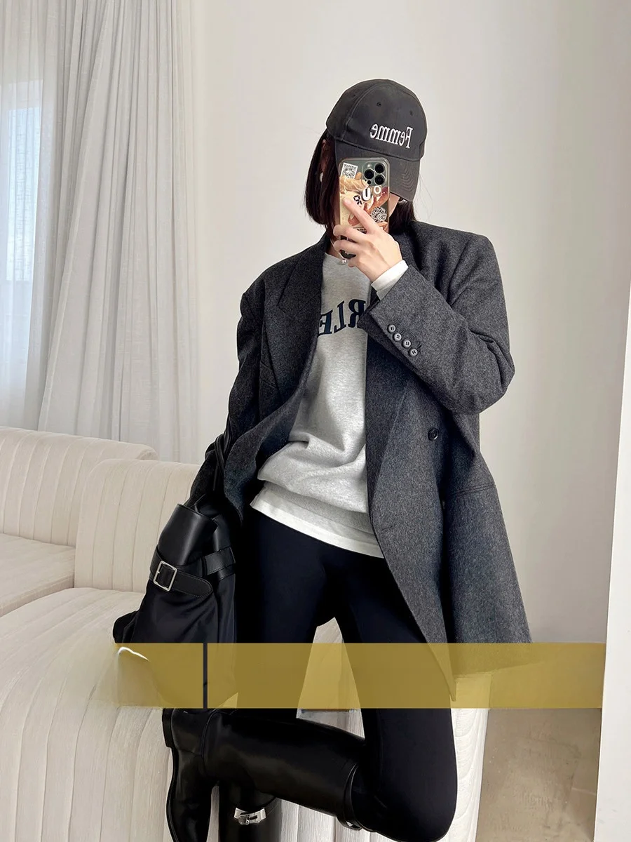 

Amyy Studios Special Offer 6 Wool Linen 3D Yarn Wool Suit Jaet Women's Busin Casual Long Sve Regular Length Loose Fit