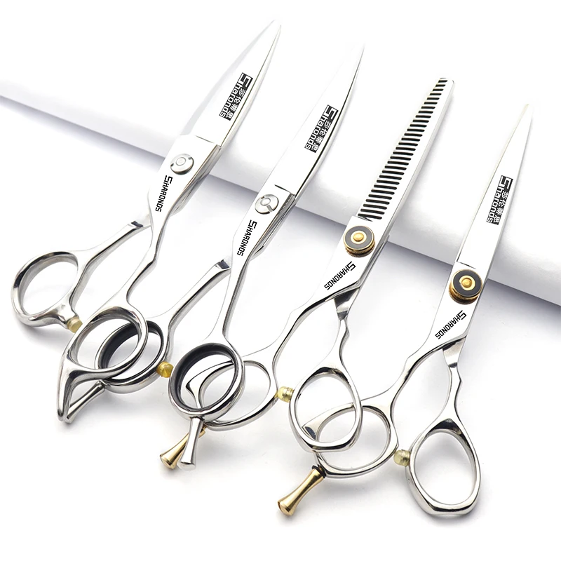 Professional Left Hand Barber Scissors 5.5-inch 6-inch Hairdressing Shop Hairdressing Specialist Flat Cutting Teeth Cutting Set.