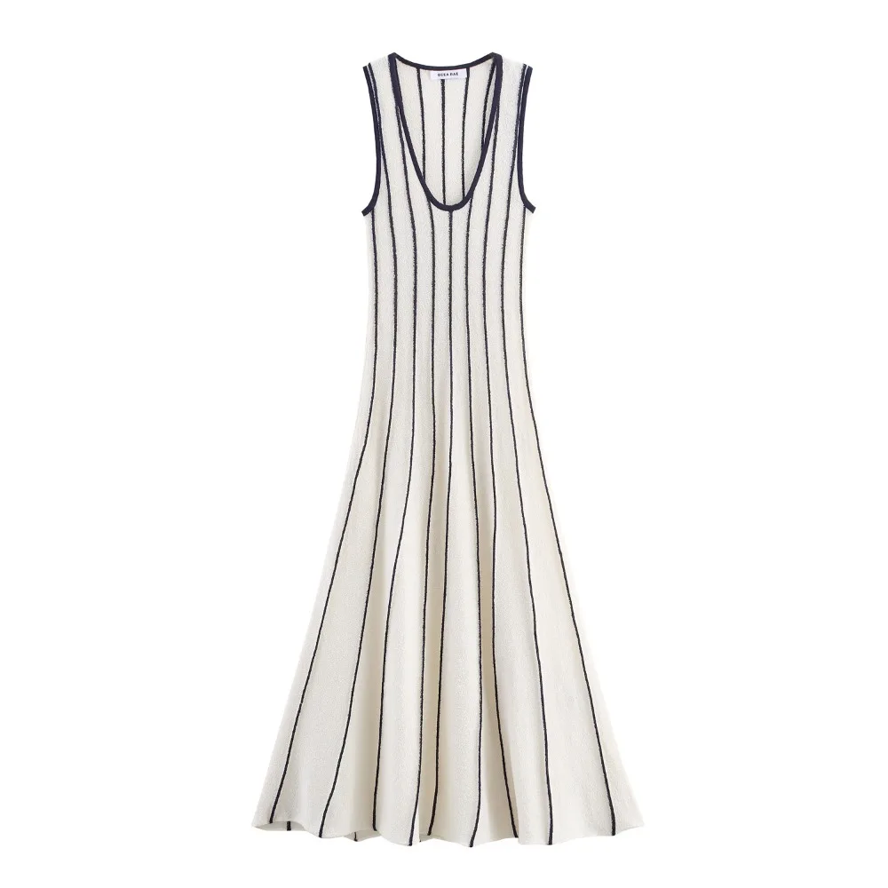 New Arrival Women Knitted Striped Midi Dress, Slimming Bodycon Dress, Trendy Elegant Dress For Streetwear Dating Weekend Outing