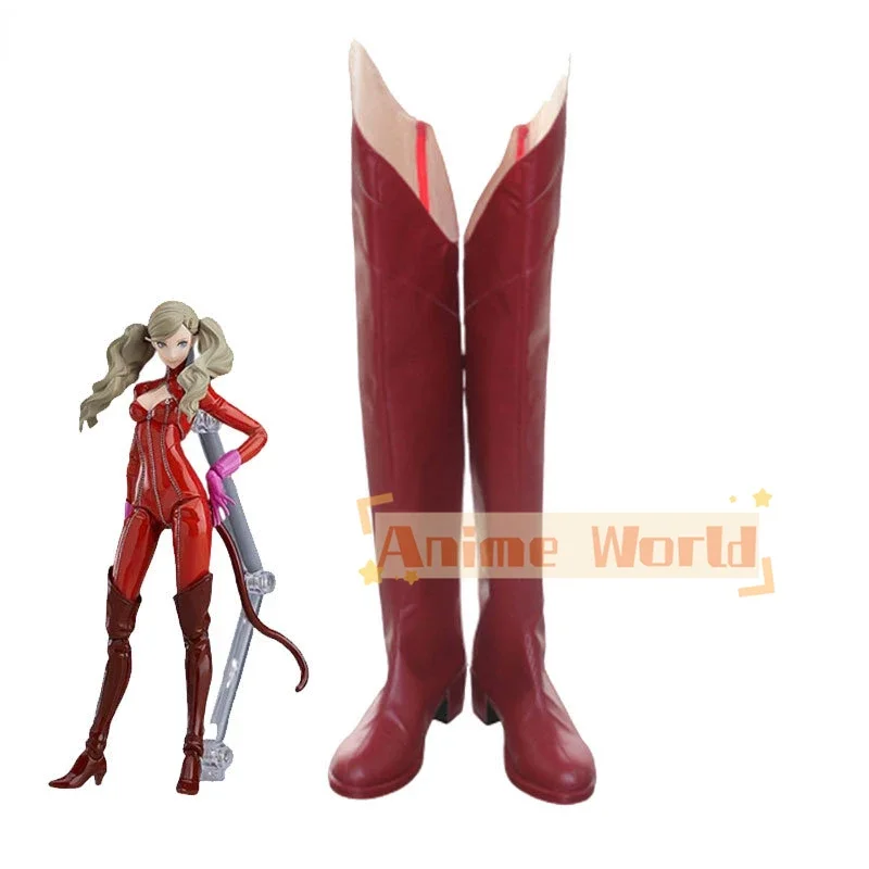 Game Anne Takamaki  Cosplay Shoes Halloween Carnival Boots Cosplay Prop Anime PU Leather Shoes Custom Made