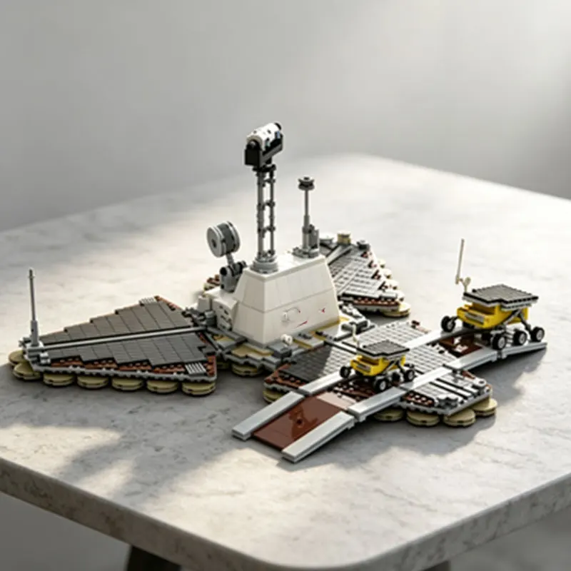 MOC2102pcs Lunar Exploration Base Platform Model Small Particle Assembly Building Blocks Collectible Sci-Fi Desktop Toy