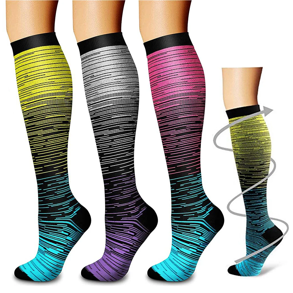 

TANABATA 1 Pair Stripe Compression Socks Men Women 20-30mmhg Compression Stockings For Marathon Cycling Football Varicose Veins