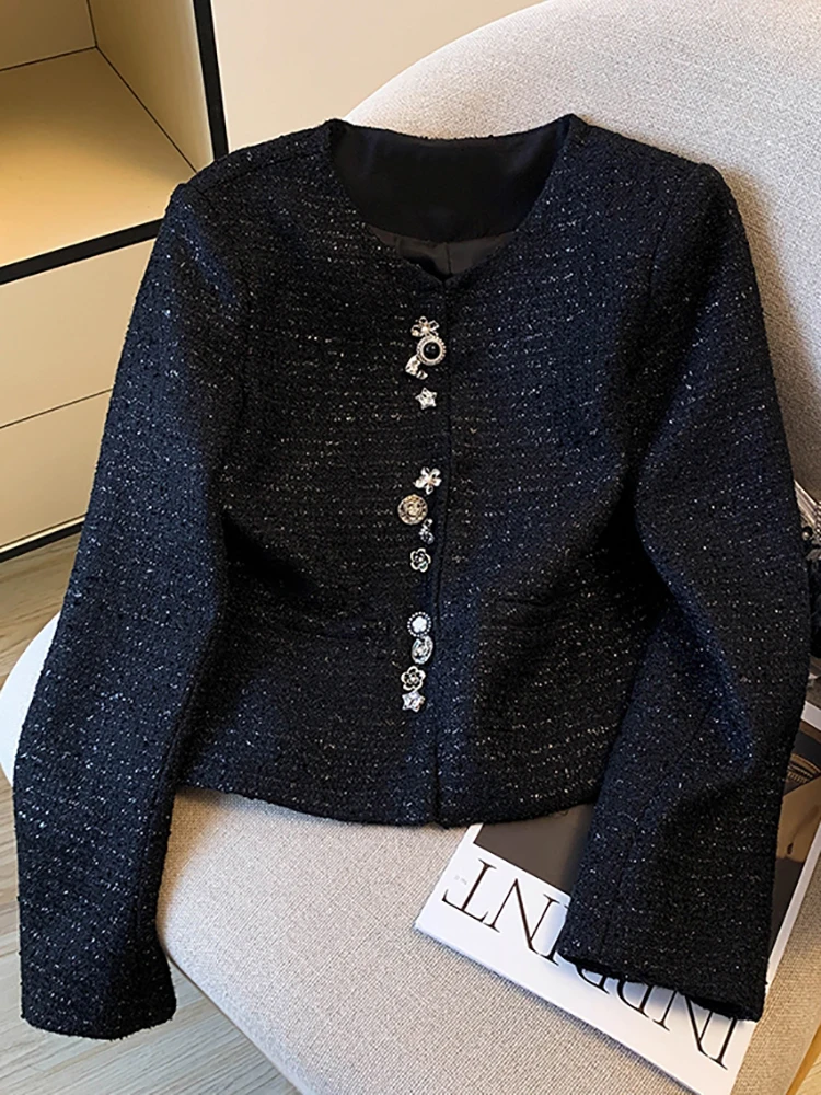 

Heavy Workmanip Decorative Coat Women's Autumn Winter Vintage Irregular Multi-Button Plaet Fragile Faion Outerwear