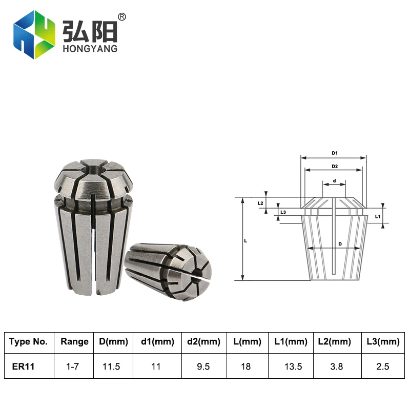 ER11 1-7mm kepala Chuck Collet pegangan alat Chuck elastis spindel untuk mesin ukir dan penggilingan CNC