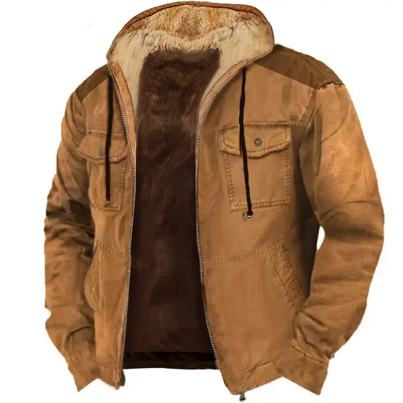 Libeliy moletom com capuz de lã de inverno masculino sólido retalhos moda com capuz jaqueta corta-vento masculino solto roupas de trabalho moletom o
