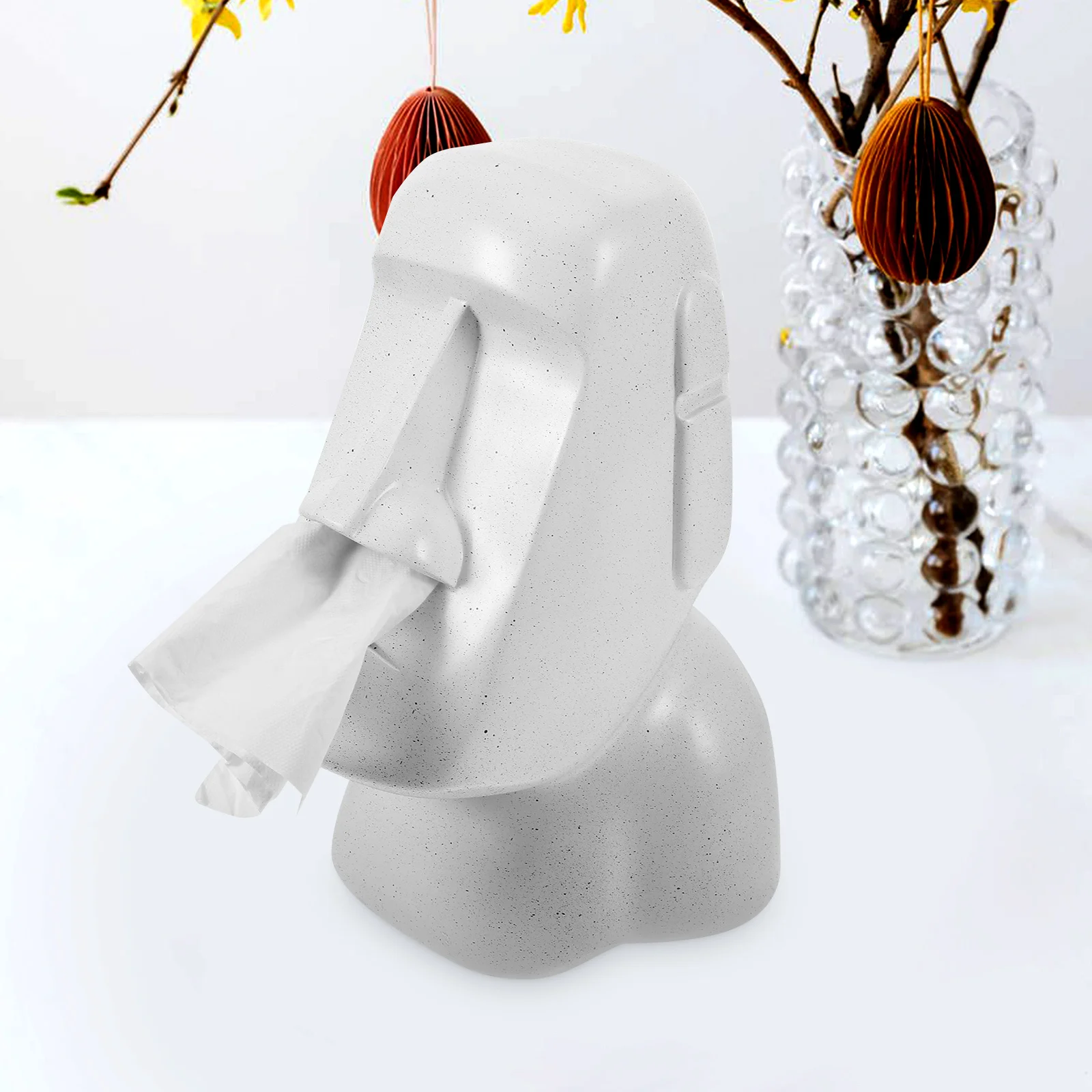

Toilet Tissue Holder for Bathroom Moai Statue Cover Decorative Facial Creative Boxes
