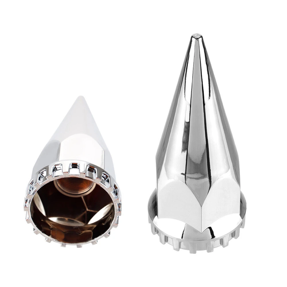 20Pcs Lug Nut Covers 33mm Chrome Screw On Style Spiked ABS Plastic Rocket Style for Semi Truck