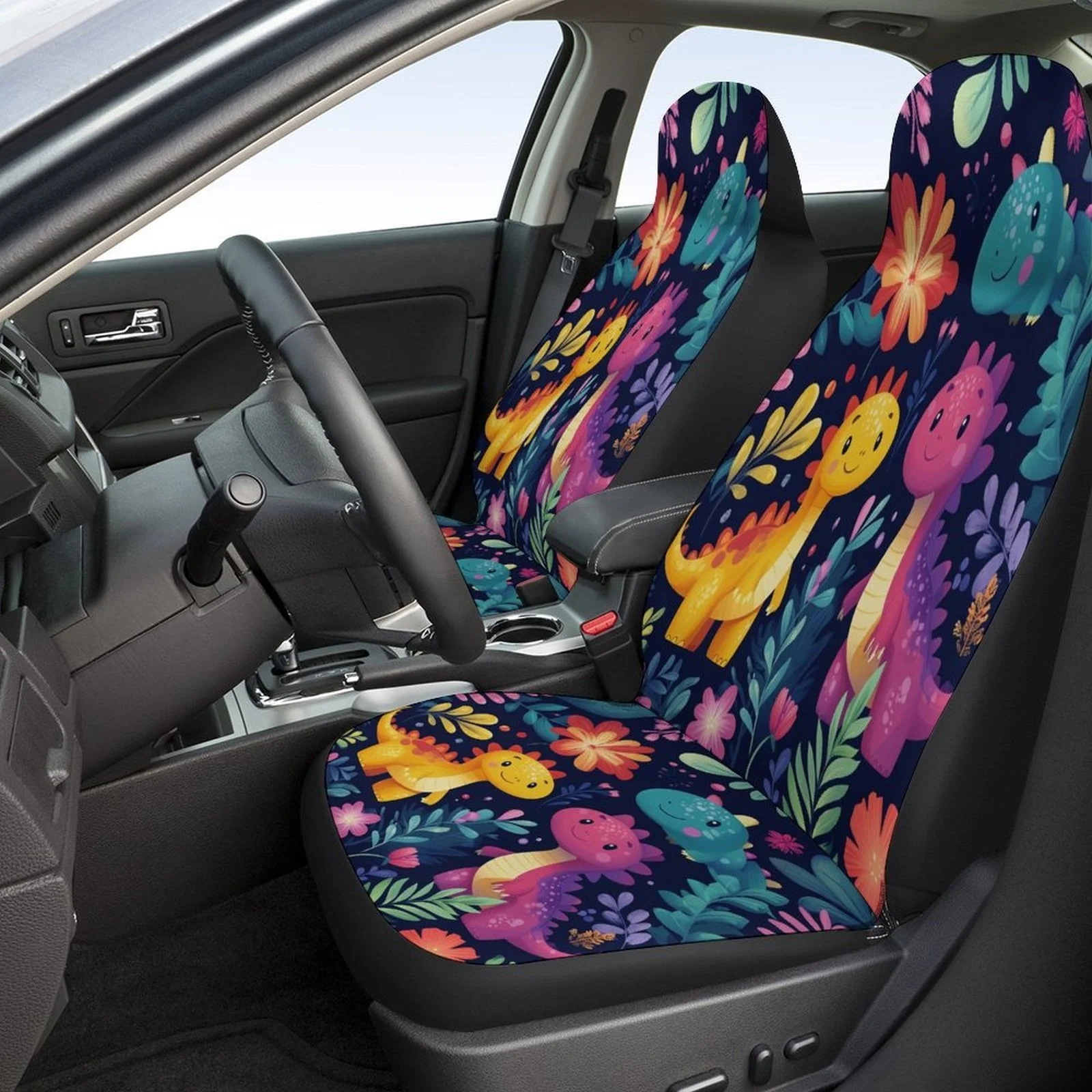 Vibrant Dragon Garden Design Car Seat Cover Set Suitable For Most Vehicles, Stylish Premium Car Seat Protectors Complete Set, Un