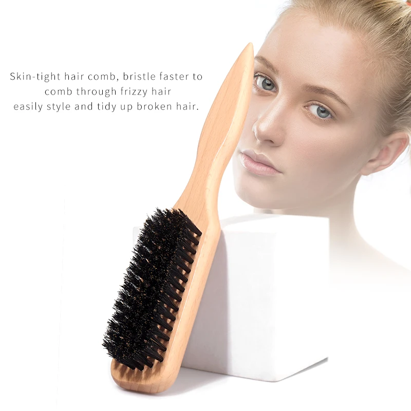 Bristle Slick Back Hair Brush - Soft/Medium Smoothing Hairbrush to Style, Polish, & Lay Hair Down Flat to Create a Sleek Frizz F view 6
