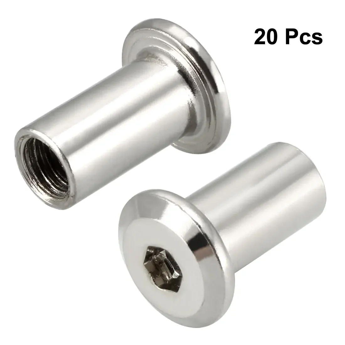 

20pcs M6x15mm Rivet Hex Socket Head Insert Nut Screw Post Nickel Plated