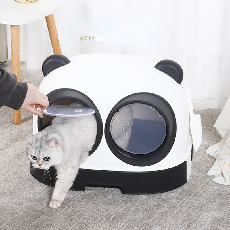 

Huge Cute Cat Litter Box Plastic Enclosure Design Portable Enclosure Closed Cats Toilet House Cove Tray Areneros Gatos Pet Items