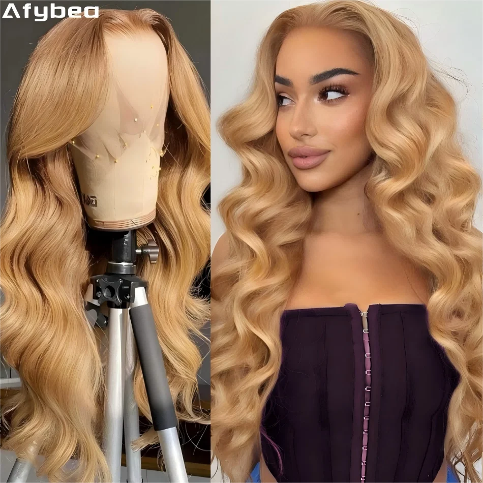 

Honey Blonde Human Hair Wig 13X6 Hd Lace Frontal Wig Colored Body Wave Lace Front Wig 30 Inch Brazilian Pre Plucked 250 Density