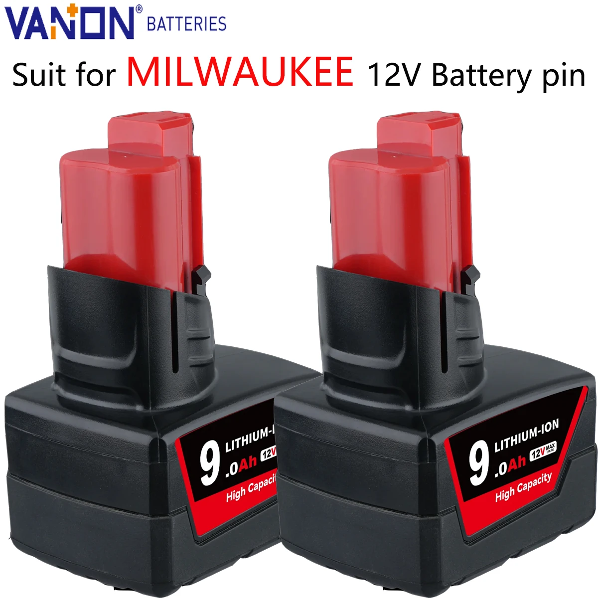 

Vanon 2Pack 12V 9.0Ah M12 Lithium Battery Replace for Milwaukee XC 48-11-2410 48-11-2420 48-11-2411 Cordless Tools Battery pin