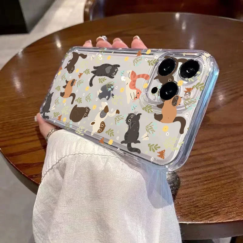 Graffiti Cartoon Dogs Cats Clear Case For Samsung Galaxy A54 5G A55 A35 A34 A15 S26 Plus S24 Ultra S23 S22 S21 S20 FE A14 Cover