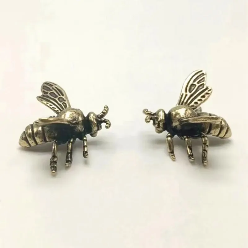 Solid Brass Insect Honeybee Figurines Miniatures Tea Pet Funny Beetle Crafts Collection Desktop Small Ornaments Home Decorations