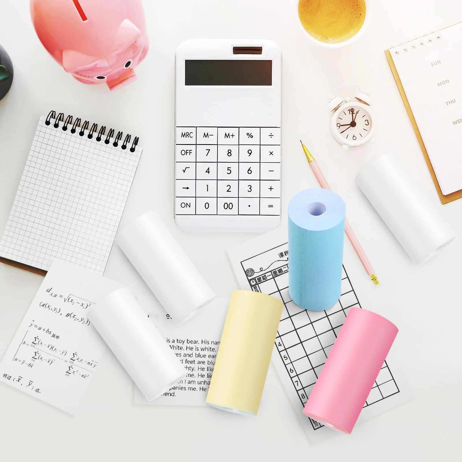 

13 Rolls Thermal Paper Colorful Plain Sticker Mini Pocket Printer Paper Receipt Label Printing Supply Image Printer Sticker