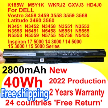 2800MAH 14.8V 40WH M5Y1K แบตเตอรี่สำหรับ Dell Inspiron 15 3000 series 15-3551 15-3552 15-3567 15 5000 series 15-5551 15-5552 15-5555 15-5558 15-5559 Latitude 3460 3560 แล็ปท็อป
