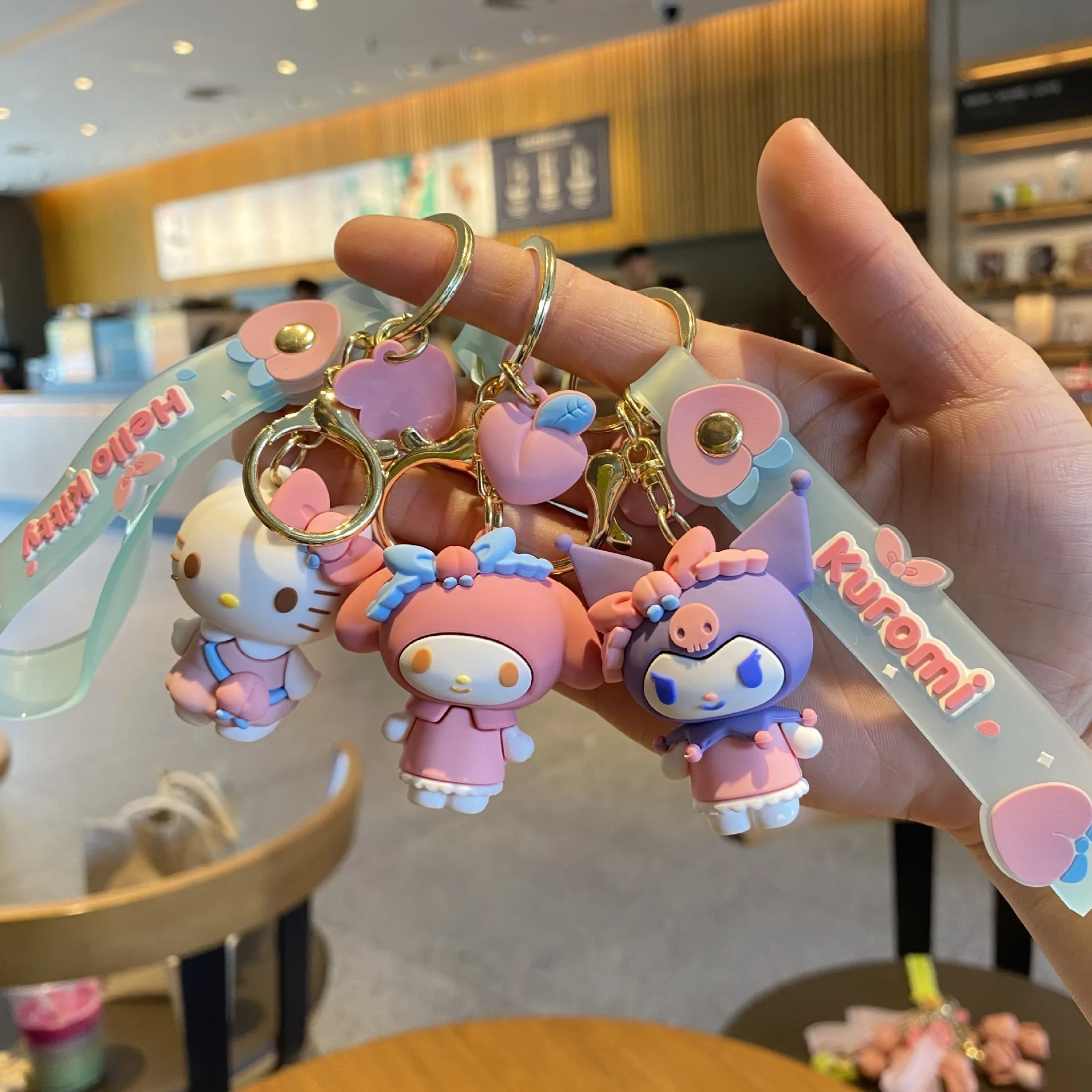 Cute Cartoon Hello Kitty My Melody Kuromi Keychain Cinnamoroll Figure Key Ring Bag Pendant Accessories Collectible Gifts