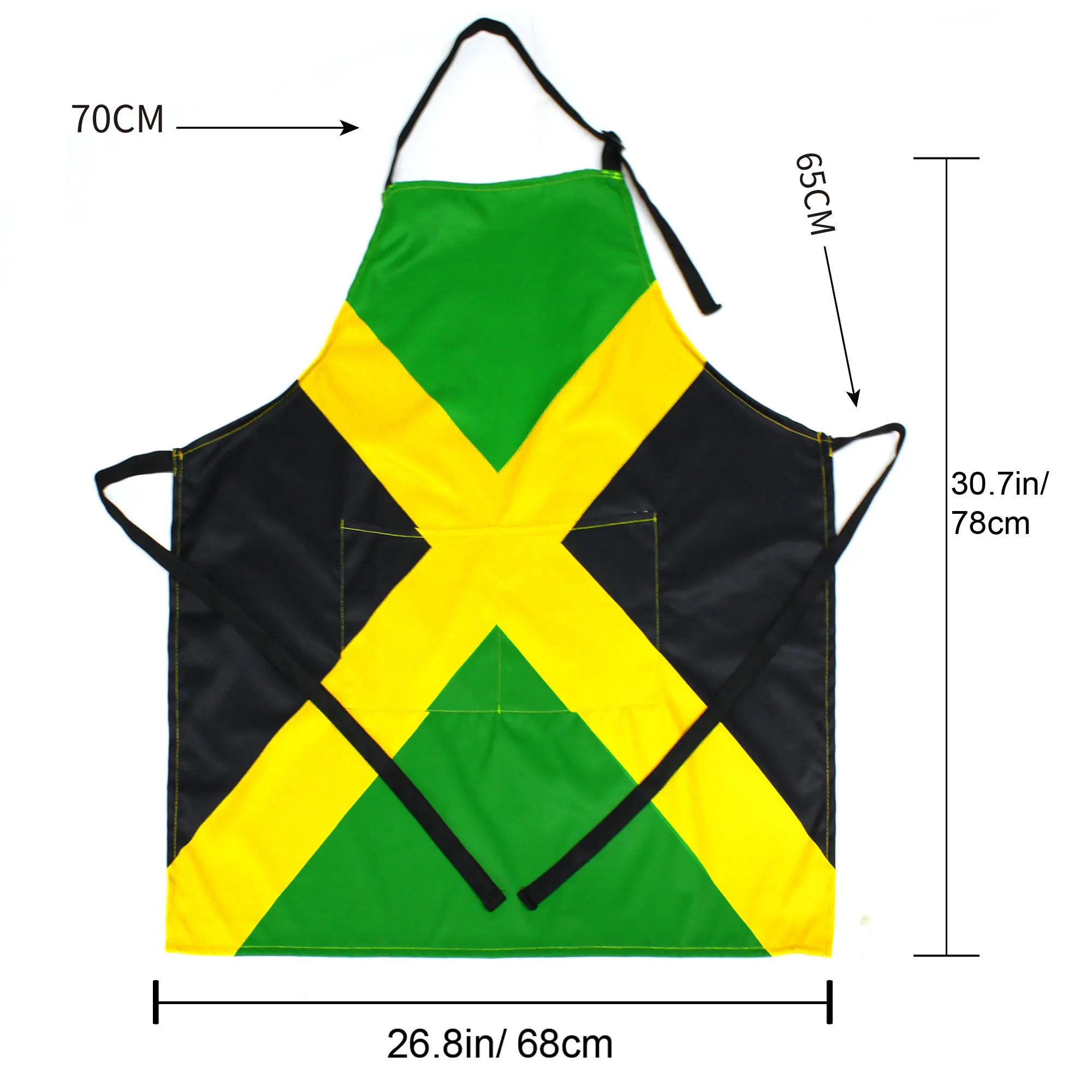 Kitchen Apron Waterdrop Cotton with Adjustable for Man and Women with Pockets Cooking Garden Jamaican Reggae