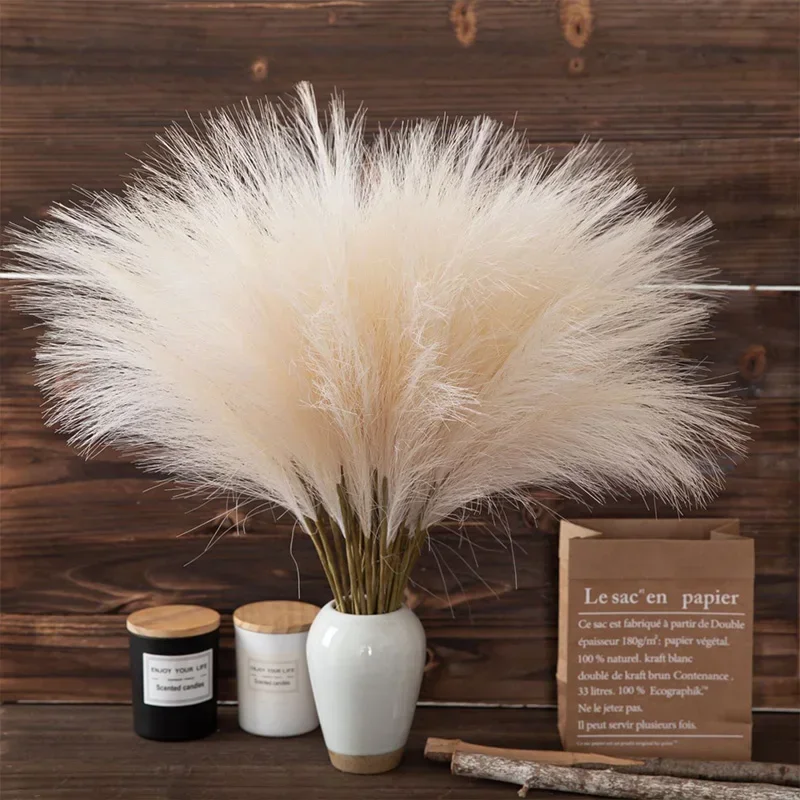 

55CM 5PCS Fluffy Pampas Grass Boho Decor Flower Plant Reed Simulated Wedding Party Home Decor Artificial Flower
