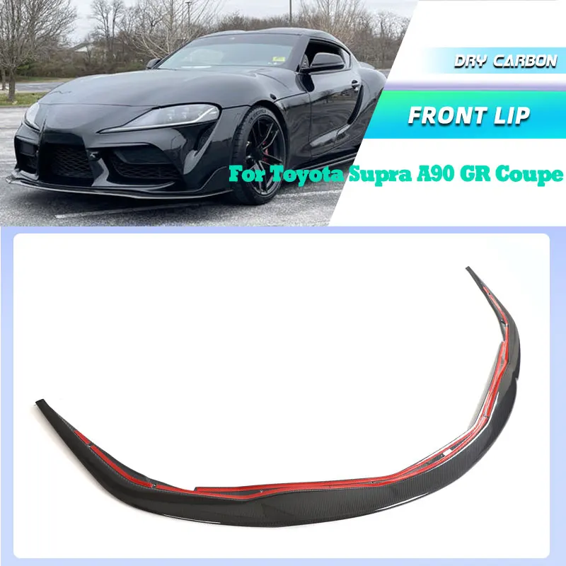 

Prepreg Dry Carbon Car Front Bumper Lip Spoiler for Toyota Supra A90 Base GR Coupe 2-Door 2018 2019 Racing Front Lip Chin Apron