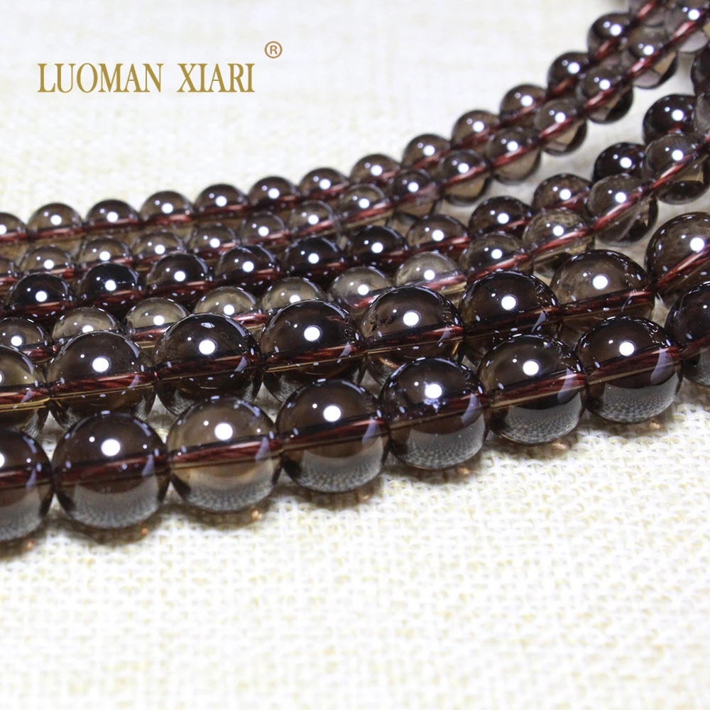 100% Natural AAA Smoky Quartz Transparent Round Stone Beads for Jewelry Making DIY Bracelet Necklace Accessories 6/8/10MM 15\'\'