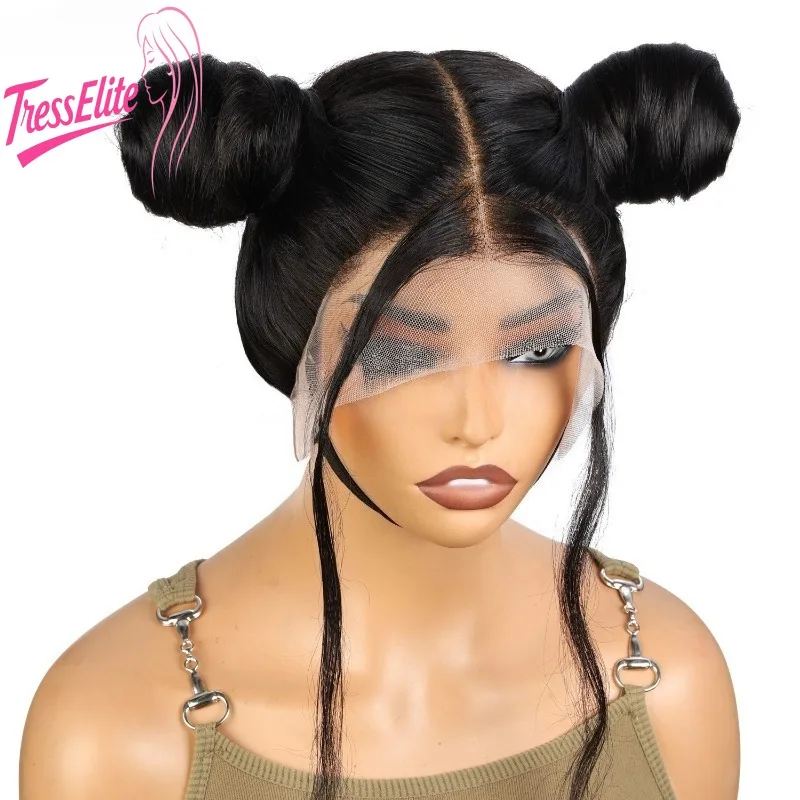 

Premium Full Hand Woven Full Lace Wig with Human Hair Straight Brazilian Virgin Remy Style Drawstring Headband for Easy Wear