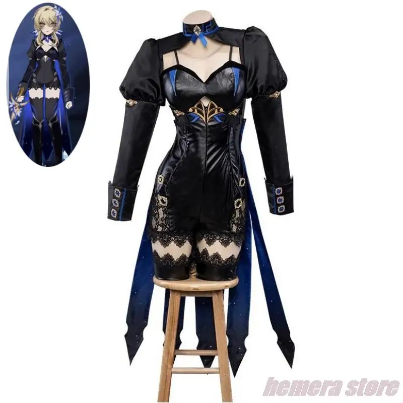 Game Genshin Impact Lumine Cosplay Costume Wig Anime Teyvat Abyss Princess Sexy Woman Uniform Halloween Carnival Party Suit
