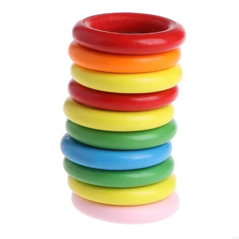 97QD 10 Pcs Unfinished Solid Wooden Rings for Craft Jewelry Making DIY Bird Toy Parrot Chewing Blocks Accessories 3 Sizes