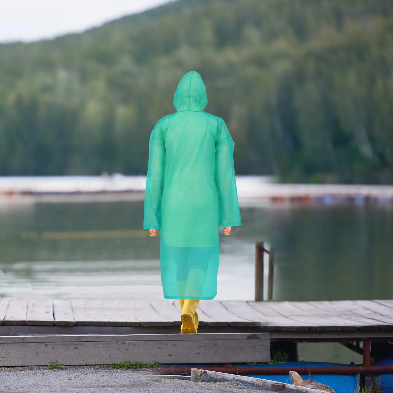 

1pc Thickened Transparent Raincoat Reusable Poncho Waterproof Cape for Adults Emergency Outdoor EVA Student Clear Lightweight