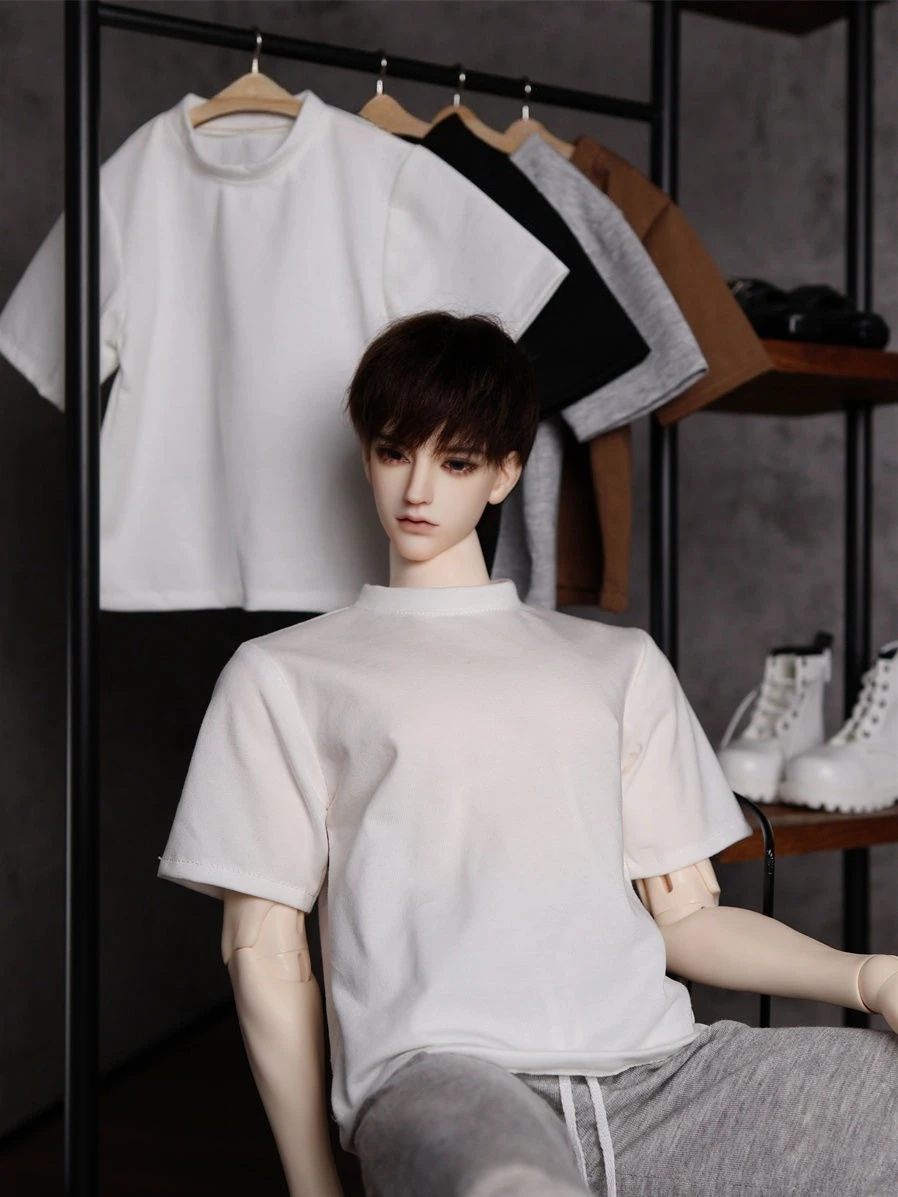 

1/3 Doll's Clothes for 75cm Male Bjd Doll Edition Loose Casual Short Sleeve Solid Color T-shirt Toys Doll Accessories, No Doll