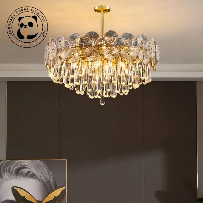 

Contemporary Minimalist Pendant Lamps Cretive Light Luxury Crystal LED Ceiling Chandeliers Parlor Villa Bedroom Restaurant Hotel