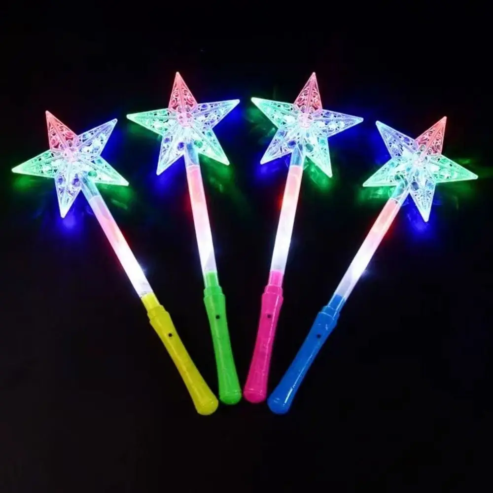 ของเล่นสําหรับเด็กสี Magic Tricks โคมไฟไฟของเล่นกลางแจ้ง Glow Fairy Stick Pentagram Flash Stick Flash Stick Magic Star Wand