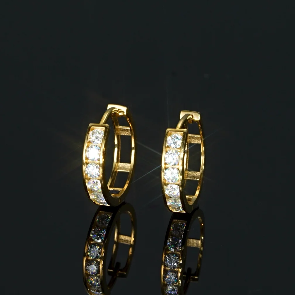 100% Real Gold 0.48CTW D Color Moissanite Earrings 14K Gold for Women Men Couples Small Hoop Earrings Engagement Wedding Jewelry