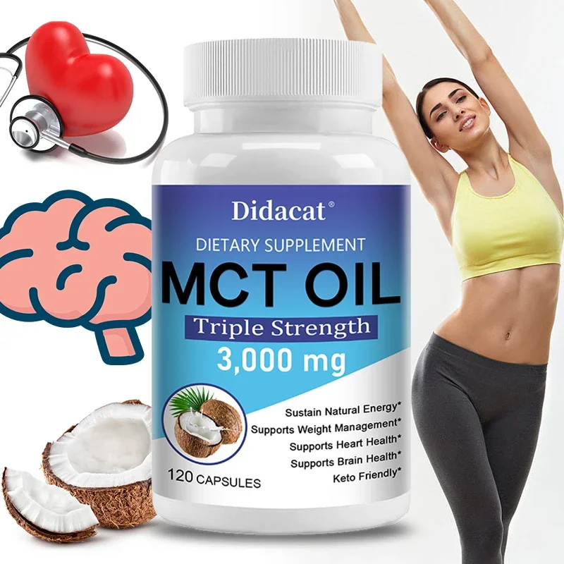 MCT Oil Capsules 3000 Mg - Great for Ketogenic Diet, Ketosis & Ketogenic Diet, Healthy Weight Management, Heart & Brain Health