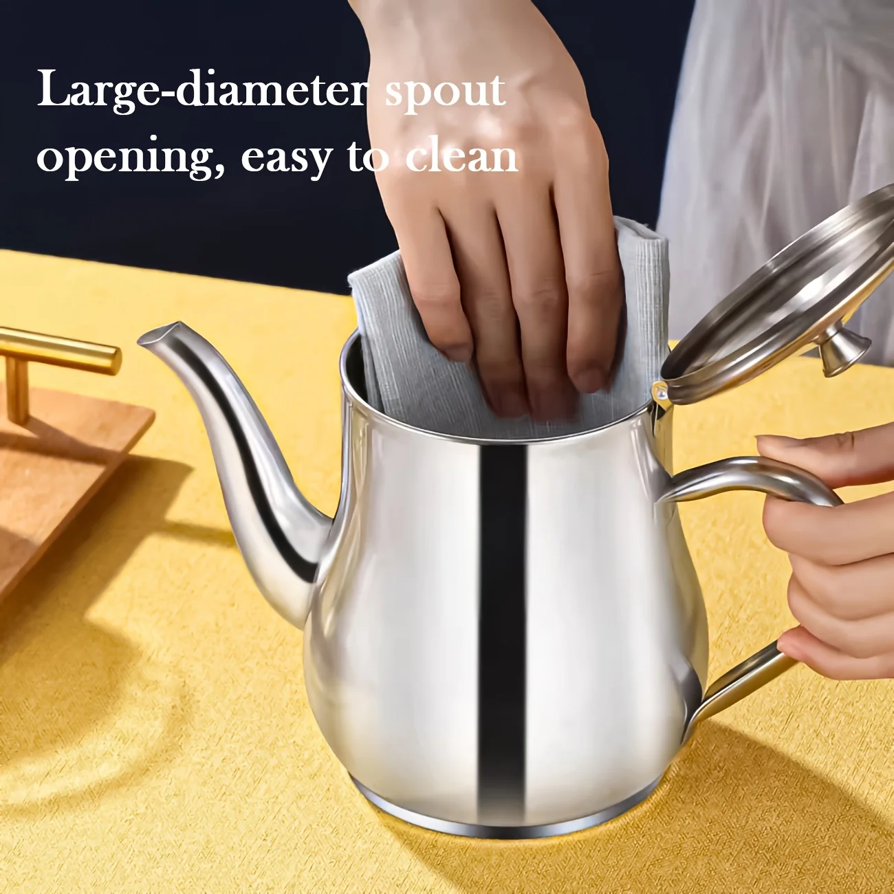 Stainless Steel Oil Can and Teapot Set 18/32/48 Ounce with Filtering Mesh and Dust Cover, Wide Mouth for Home and Commercial Use