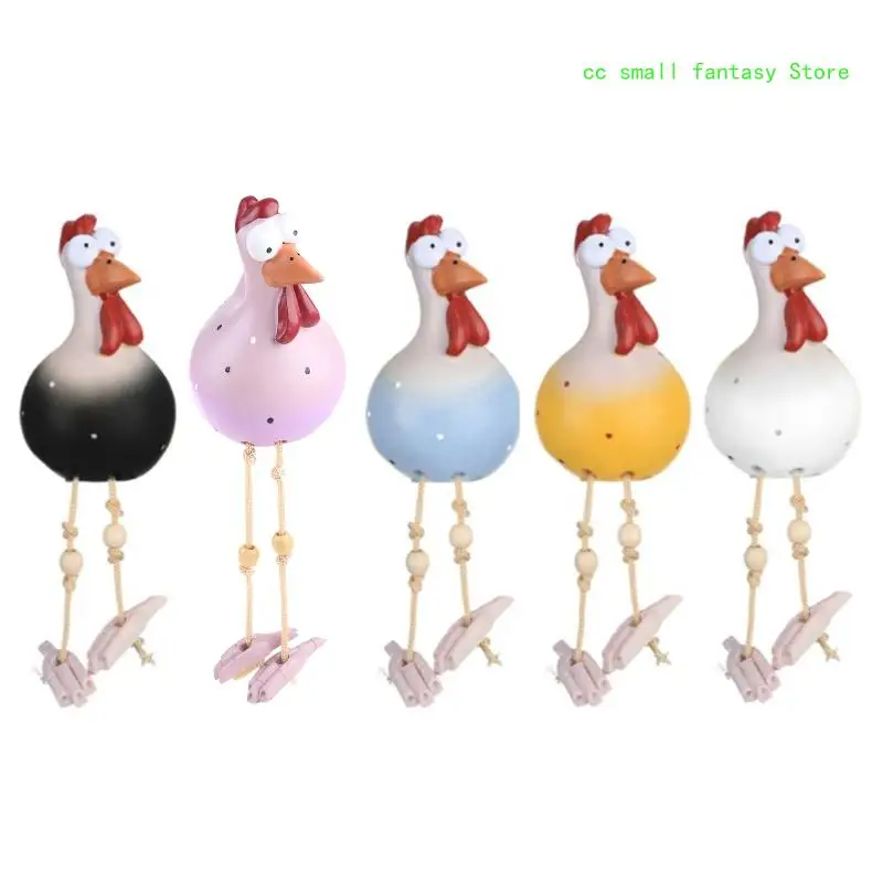 

R3MA for Creative Funny Chicken Statues Resin Ornament Long Leg Hen Rooster Garden Stakes Animal Sitting Sculptures Outdoor Farm