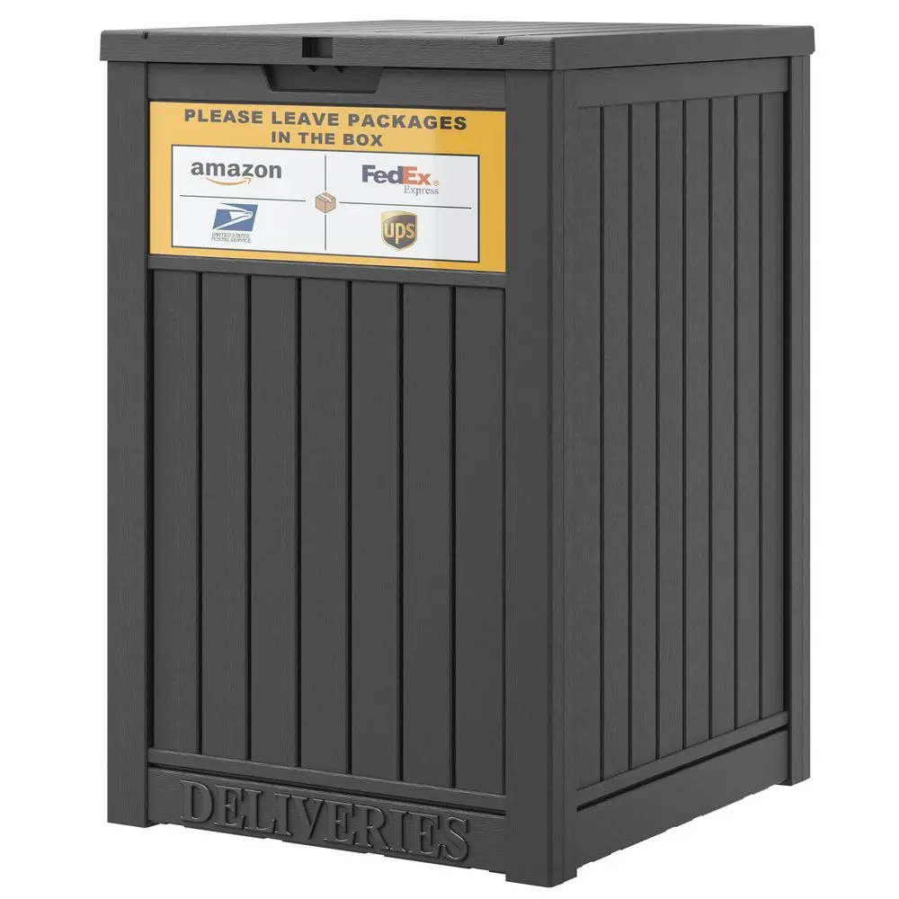 

Ящик для доставки на улицу с табличкой «Доставка», 48 галлонов, с замком, большой, из полимерной смолы, для безопасного хранения посылок на открытом воздухе