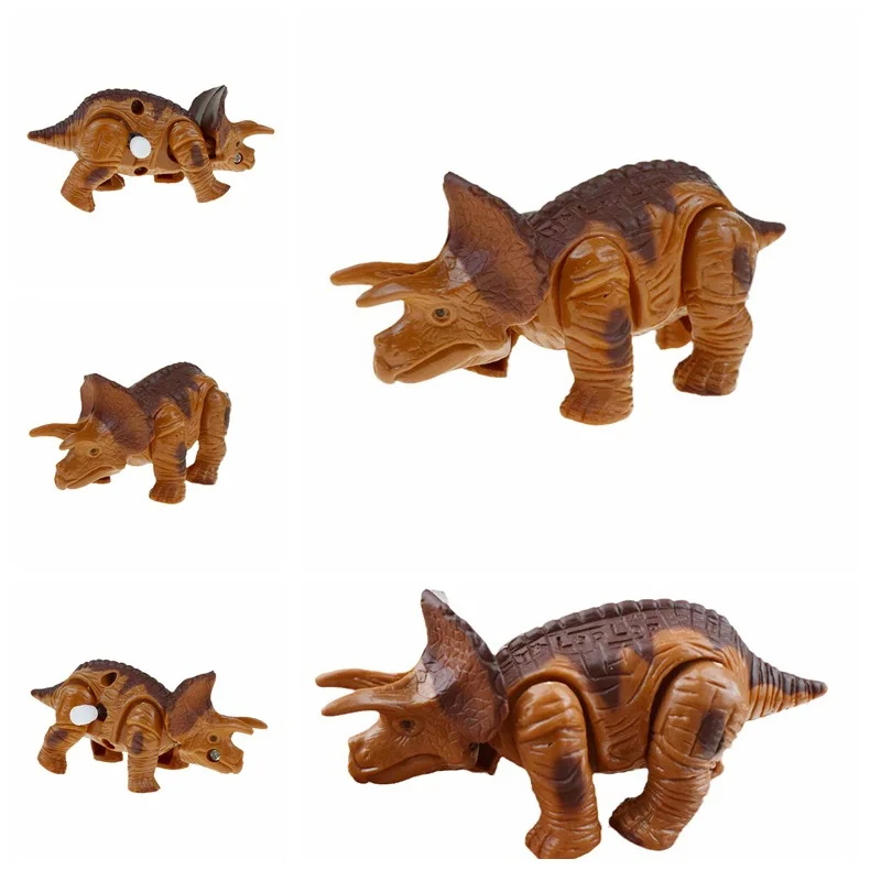 Children Wind Up Clockwork Toy Simulation Triceratops Toy Bouncing Big Dinosaurs On The Chain Can Run The Toy Children Gifts