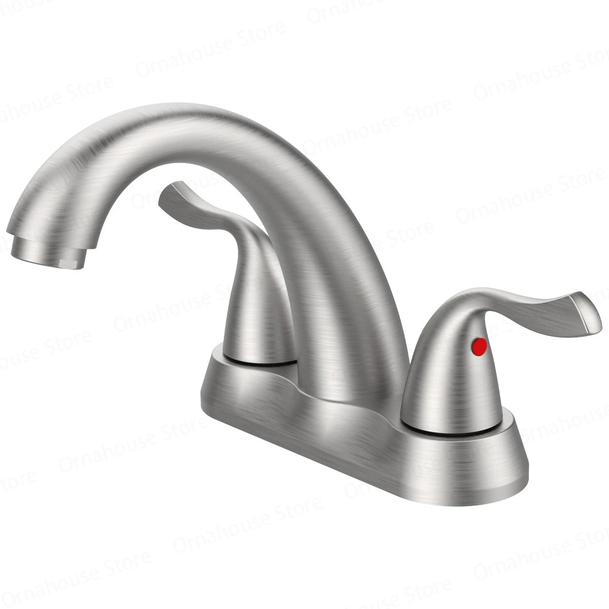 

Stainless Steel 3-hole 4-inch Double Handle Bathroom Faucet Brushed Silver Creative Basin Tap