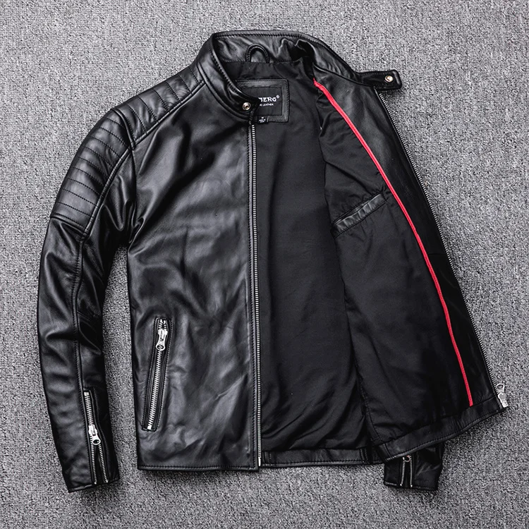 mens Free shipping.style soft motor biker leather Jacket,man Original genuine Leather coat.fashion homme slim sheepskin clothes