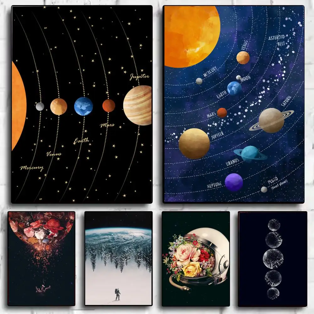 Universe Solar System Earth Astronauts Poster Aesthetic Wall Art Canvas Room Decoration Items Bedroom Decor